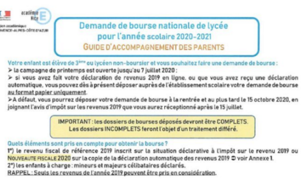 Bourses Lycée rentrée 2020 : Téléchargez le dossier de demande et déposez-le avant le 7 Juillet