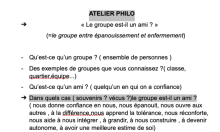 Au programme des ateliers Philo 6e : A quoi sert l’école ? Le groupe est-il un ami ?